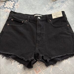 Abercrombie Black Denim Women's Shorts - The Mom Short High Rise
